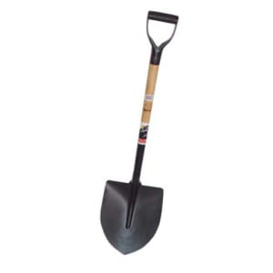 PÁ METÁLICA DE BICO PRETA CABO MADEIRA - PUNHO ABS